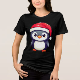 Kawaii Penguin Dragen van een Gezellige Kerstman H Tri-Blend Shirt