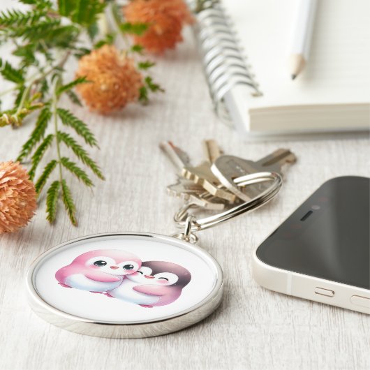 Kawaii Penguin Hug Sleutelhanger