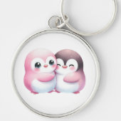 Kawaii Penguin Hug Sleutelhanger (Voorkant)