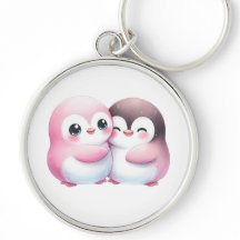 Kawaii Penguin Hug Sleutelhanger