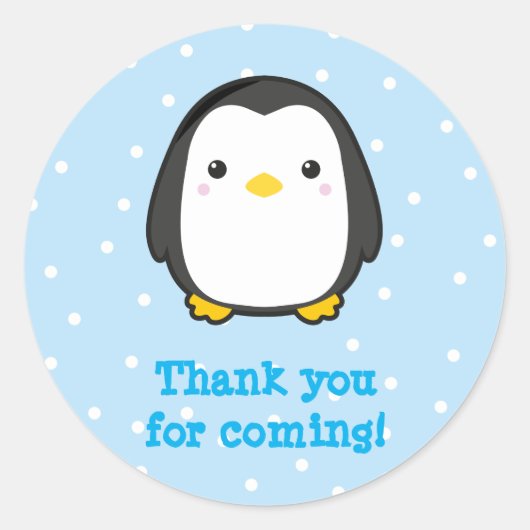 Kawaii Penguin Ronde Sticker (Voorkant)
