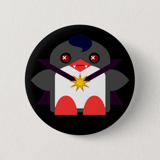Kawaii Penguin Vampire Ronde Button 5,7 Cm (Voorkant)