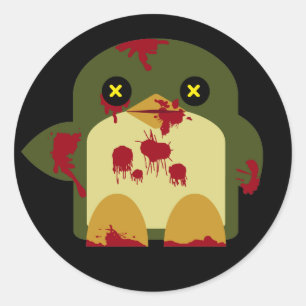 Kawaii Penguin Zombie Gruhij Horror Ronde Sticker