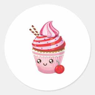 Kawaii Peppermint Surprise Cupcakes Baby T-Shirt Ronde Sticker