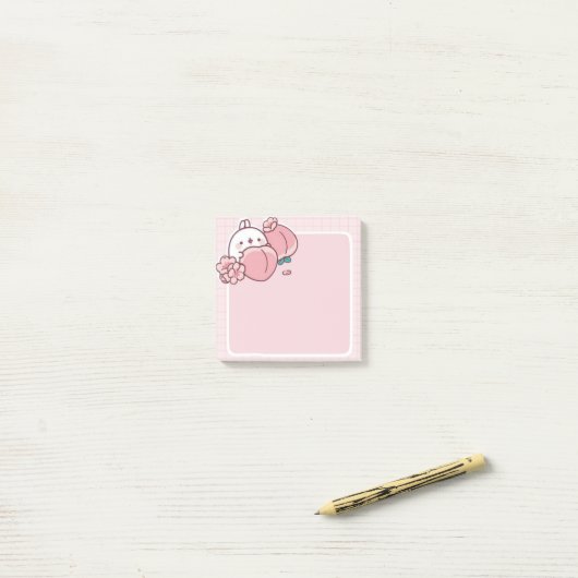 kawaii perzikenbloem Sakura roze konijntje schatti Post-it® Notes (Op bureau)