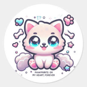 Kawaii Pet Sticker Pawprints op mijn hart, voor al