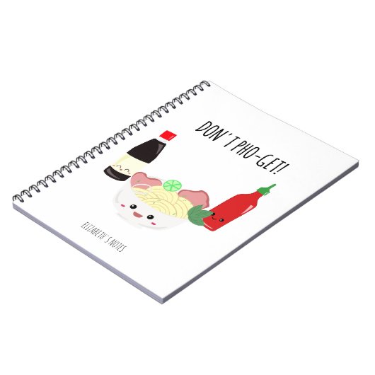 Kawaii Pho Don't Pho-Get Forget Punny Noodles Notitieboek (Linkerzijde)