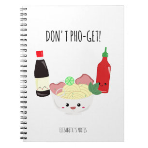 Kawaii Pho Don't Pho-Get Vergeet Punny Noedels Notitieboek