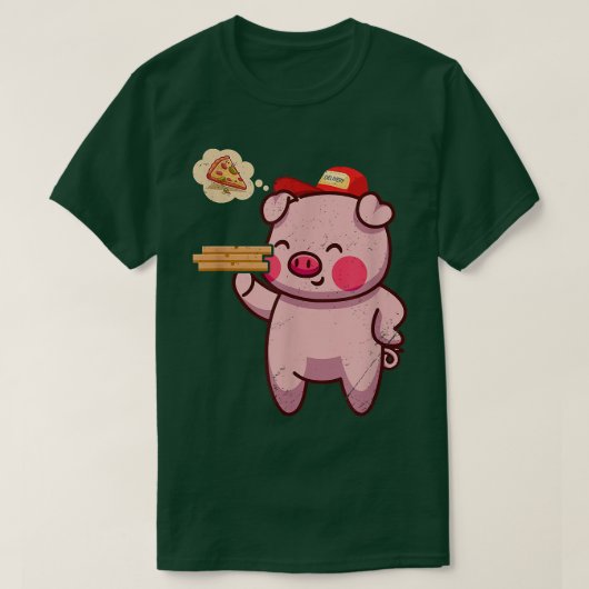Kawaii Pig Cute Animal Pizza Delivery Funny Pizza  T-shirt (Design voorkant)