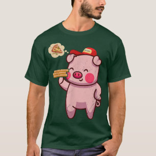 Kawaii Pig Cute Animal Pizza Delivery Funny Pizza  T-shirt