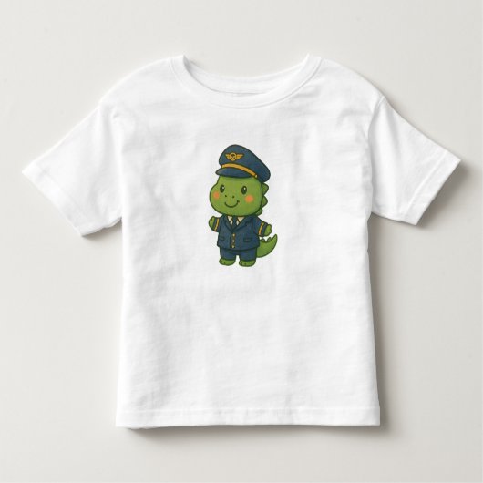 Kawaii PilotDinosaur – Cute Dino Jobs Kinder Shirts (Voorkant)