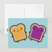 Kawaii Pindakaas & Jam Sandwich Koppel Briefkaart (Voorkant / Achterkant)