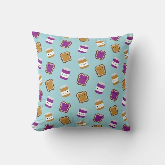 Kawaii Pindakaas & Jam Sandwich Koppel Kussen (Voorkant)