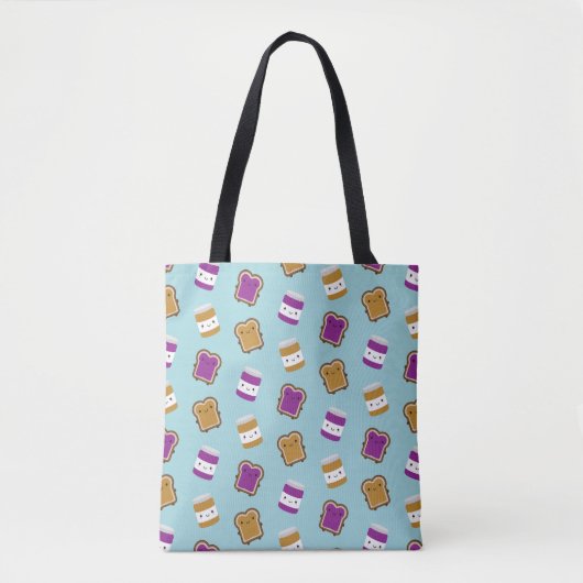 Kawaii Pindakaas & Jam Sandwich Koppel Tote Bag (Voorkant)