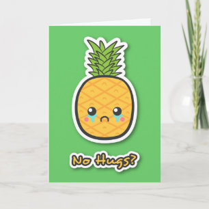 Kawaii pineapple bidding a sad farewell kaart