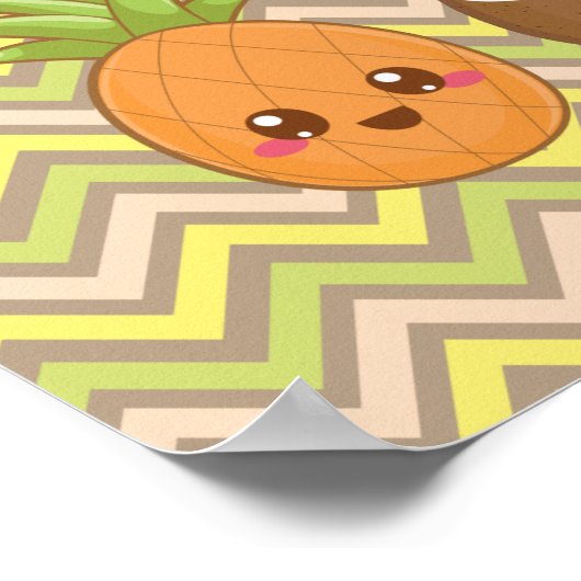 Kawaii Pineapple Coconut Poster (Hoek)