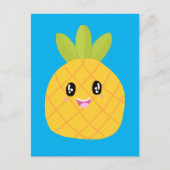 Kawaii Pineapple Cute Tropical Briefkaart (Voorkant)