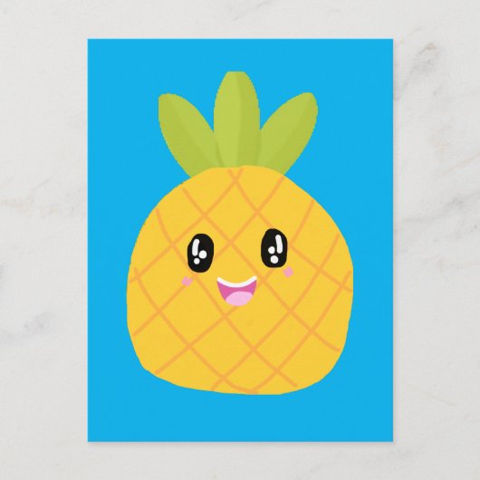 Kawaii Pineapple Cute Tropical Briefkaart (Voorkant)