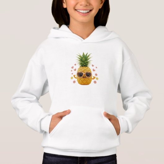 Kawaii Pineapple Hoodie – Tropical Cute Vibes (Voorkant)