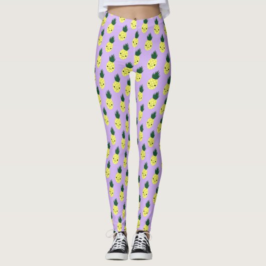 Kawaii Pineapple Pattern" Leggings (Voorkant)