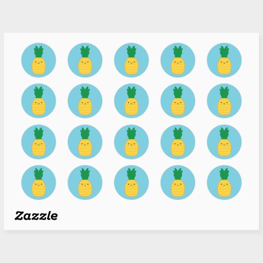 Kawaii Pineapple Ronde Sticker (Vel)