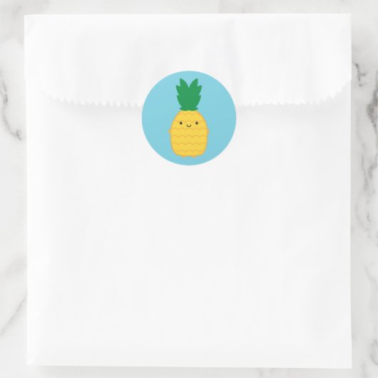 Kawaii Pineapple Ronde Sticker (Tas)