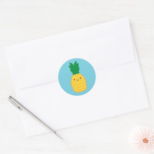 Kawaii Pineapple Ronde Sticker (Envelop)