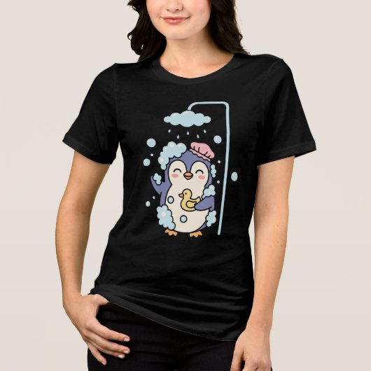 Kawaii Pinguïn Bad Tijd Tri-Blend Shirt (Voorkant)