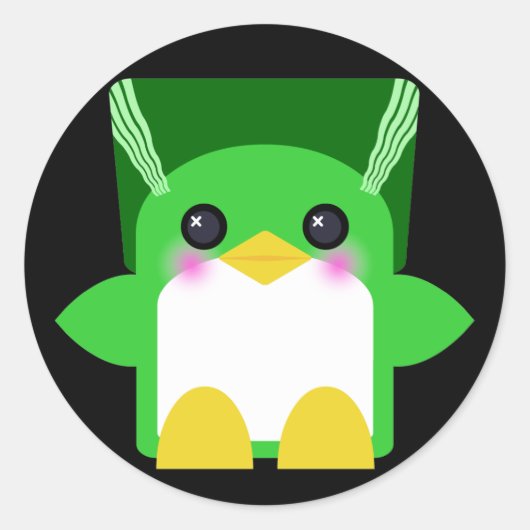 Kawaii Pinguïn Bruid Van Frankenstein Ronde Sticker (Voorkant)
