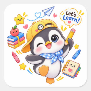 Kawaii Pinguïn Leren School Stickers