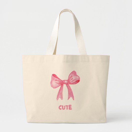 Kawaii Pink Bow Esthetische Canvas tas (Voorkant)