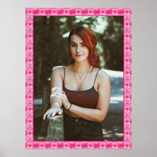 Kawaii Pink Bows Custom Photo Poster (Voorkant)