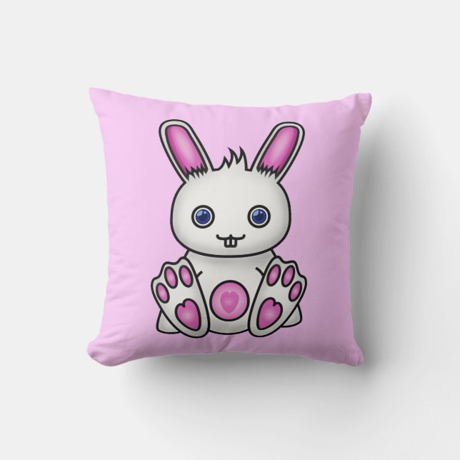 Kawaii Pink Bunny Kussen (Voorkant)