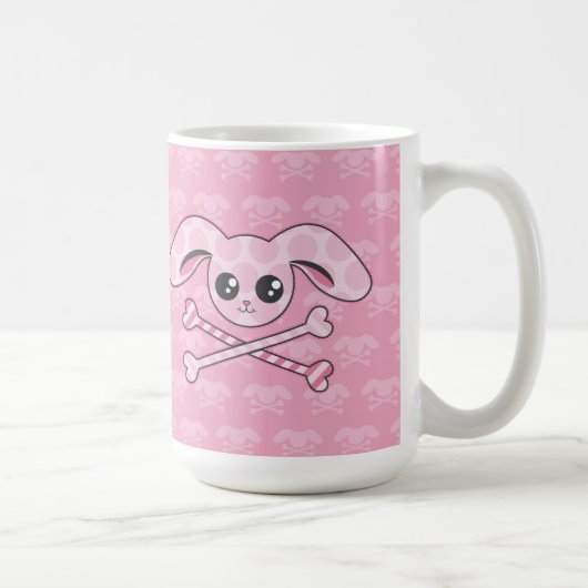 Kawaii Pink Bunny Skull Koffiemok (Rechts)