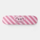 Kawaii Pink Bunny Skull Skateboard (Horizontaal)