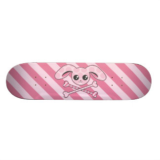 Kawaii Pink Bunny Skull Skateboard