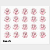 Kawaii Pink Cafe Anime Girl Ronde Sticker (Vel)