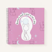 Kawaii Pink Cat Moon Notitieboek van 8,5 inch (Voorkant)