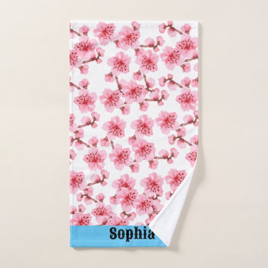 kawaii pink cherry blossoms bad handdoek (Handdoek)