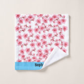 kawaii pink cherry blossoms bad handdoek (Wasdoekje)