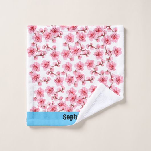 kawaii pink cherry blossoms bad handdoek (Wasdoekje)