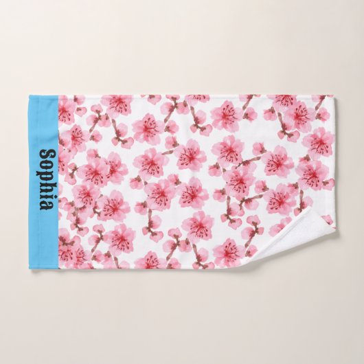 kawaii pink cherry blossoms bad handdoek (Handdoek)