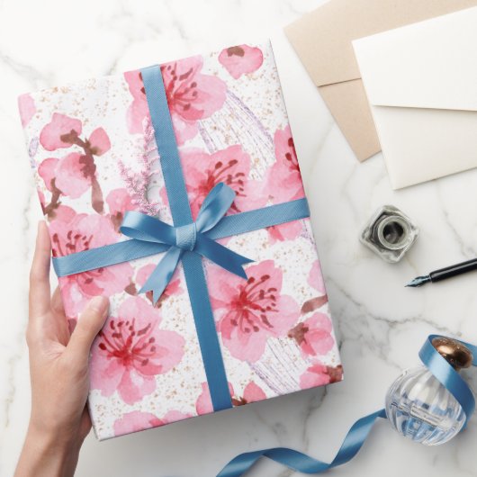 kawaii pink cherry blossoms cadeaupapier (Geschenken)