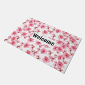 kawaii pink cherry blossoms deurmat (Schuin)
