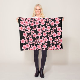 kawaii pink cherry blossoms fleece deken