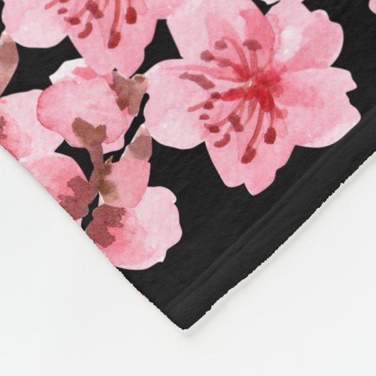 kawaii pink cherry blossoms fleece deken (Hoek)