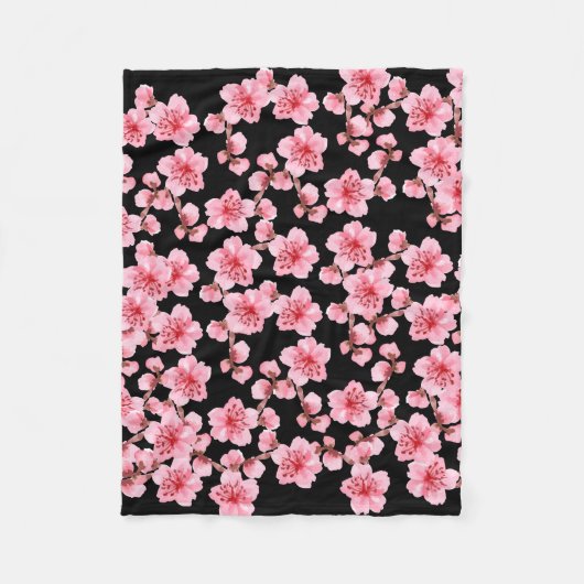 kawaii pink cherry blossoms fleece deken (Voorkant)