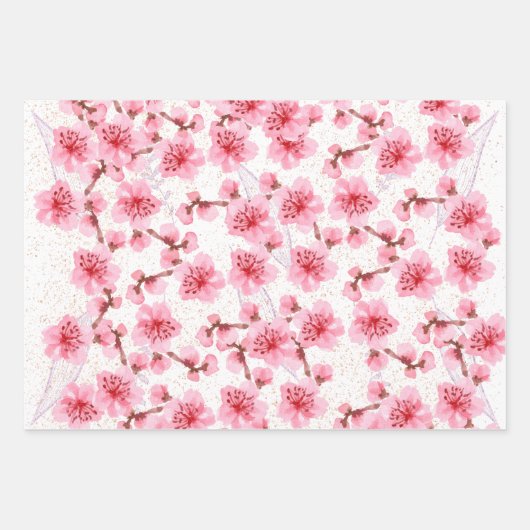 kawaii pink cherry blossoms inpakpapier vel (Voorkant)