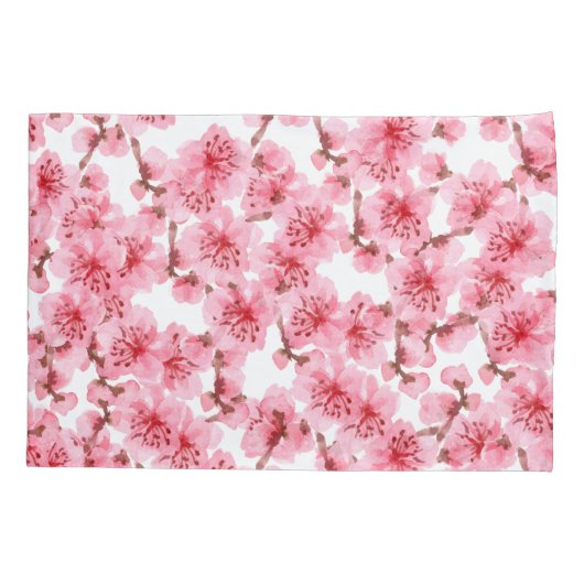 kawaii pink cherry blossoms kussensloop (Achterkant)