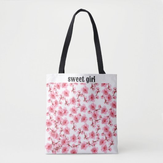 kawaii pink cherry blossoms tote bag (Voorkant)